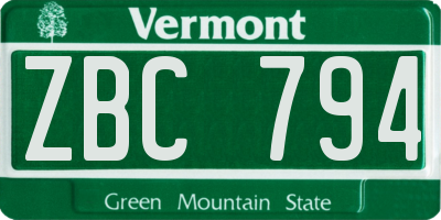 VT license plate ZBC794