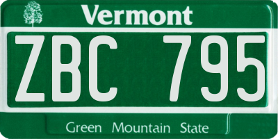 VT license plate ZBC795