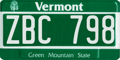 VT license plate ZBC798