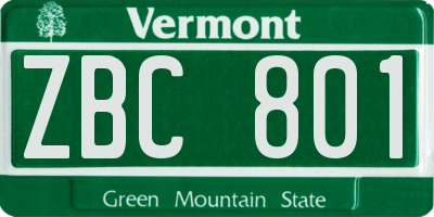 VT license plate ZBC801