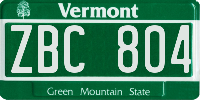 VT license plate ZBC804