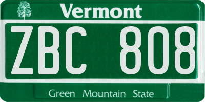 VT license plate ZBC808