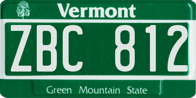 VT license plate ZBC812
