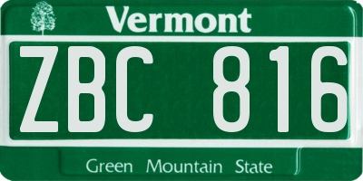 VT license plate ZBC816