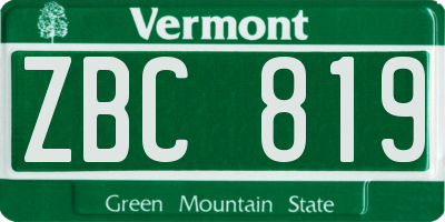 VT license plate ZBC819