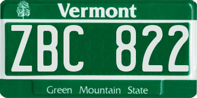 VT license plate ZBC822