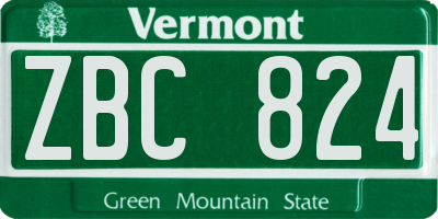 VT license plate ZBC824