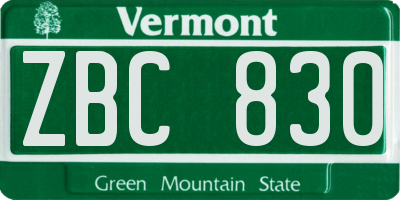 VT license plate ZBC830