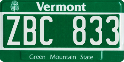 VT license plate ZBC833