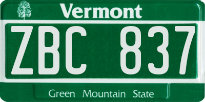 VT license plate ZBC837