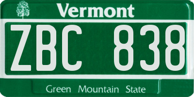 VT license plate ZBC838