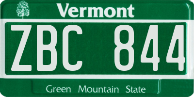 VT license plate ZBC844