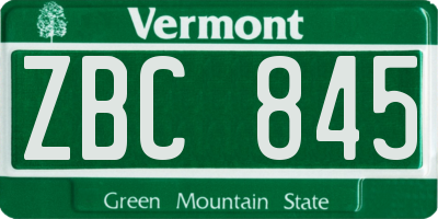 VT license plate ZBC845