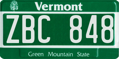 VT license plate ZBC848