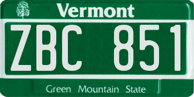 VT license plate ZBC851