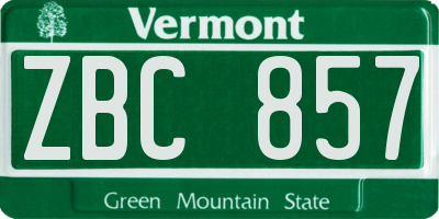 VT license plate ZBC857