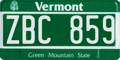 VT license plate ZBC859