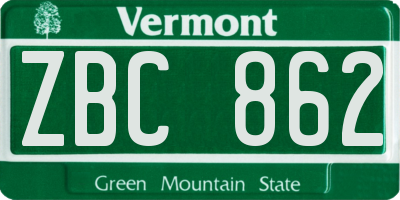 VT license plate ZBC862