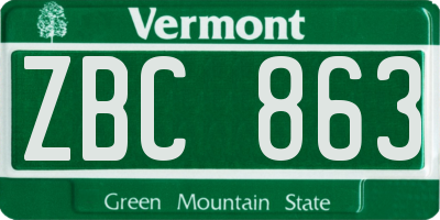 VT license plate ZBC863