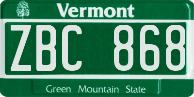VT license plate ZBC868