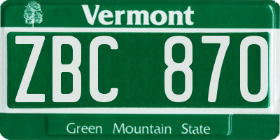 VT license plate ZBC870