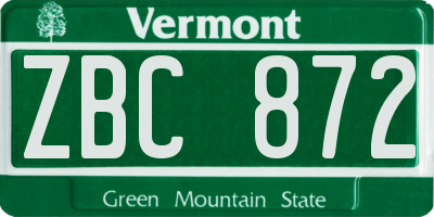 VT license plate ZBC872