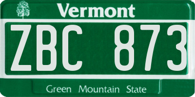 VT license plate ZBC873