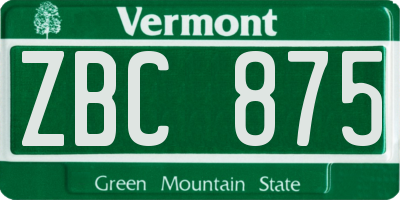 VT license plate ZBC875