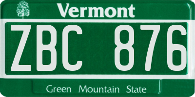 VT license plate ZBC876