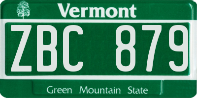VT license plate ZBC879