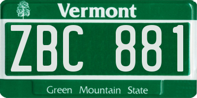 VT license plate ZBC881
