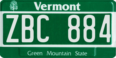 VT license plate ZBC884