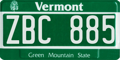 VT license plate ZBC885