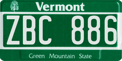 VT license plate ZBC886
