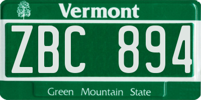 VT license plate ZBC894