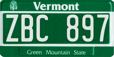VT license plate ZBC897
