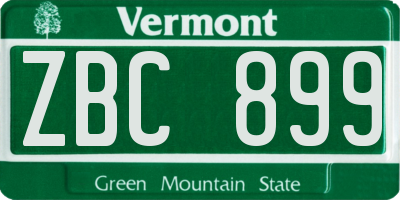 VT license plate ZBC899