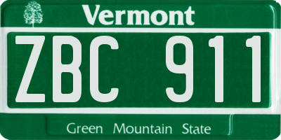 VT license plate ZBC911