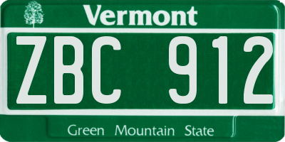 VT license plate ZBC912