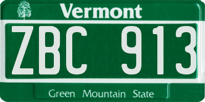VT license plate ZBC913