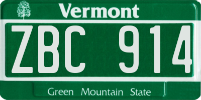 VT license plate ZBC914