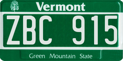 VT license plate ZBC915