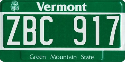 VT license plate ZBC917