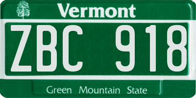 VT license plate ZBC918