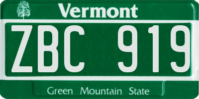 VT license plate ZBC919