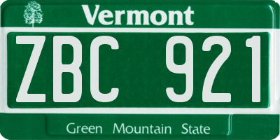 VT license plate ZBC921