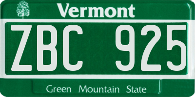 VT license plate ZBC925