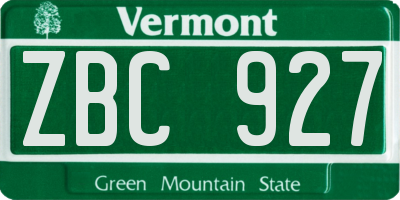 VT license plate ZBC927