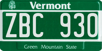 VT license plate ZBC930
