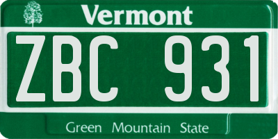 VT license plate ZBC931